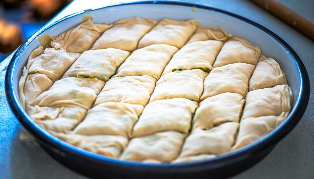 Preparing,Homemade,Borek,With,Butter,Glaze